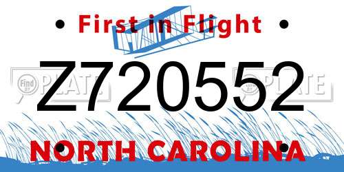 Z720552 North Carolina License Plate