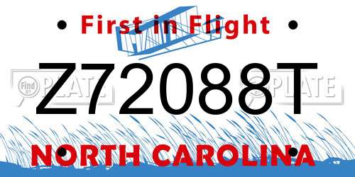 Z72088T North Carolina License Plate