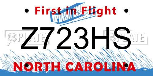 Z723HS North Carolina License Plate