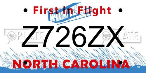 Z726ZX North Carolina License Plate