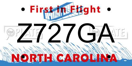 Z727GA North Carolina License Plate