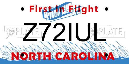 Z72IUL North Carolina License Plate