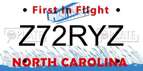 Z72RYZ North Carolina License Plate