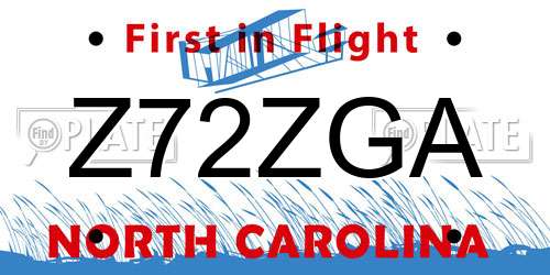 Z72ZGA North Carolina License Plate