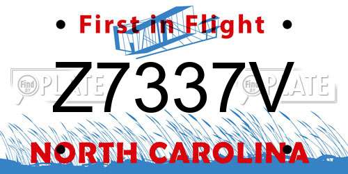 Z7337V North Carolina License Plate