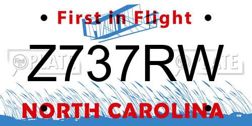 Z737RW North Carolina License Plate