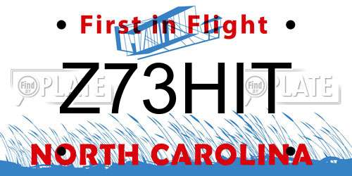 Z73HIT North Carolina License Plate