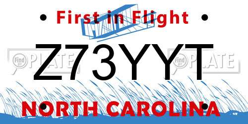 Z73YYT North Carolina License Plate