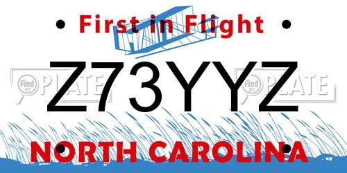 Z73YYZ North Carolina License Plate