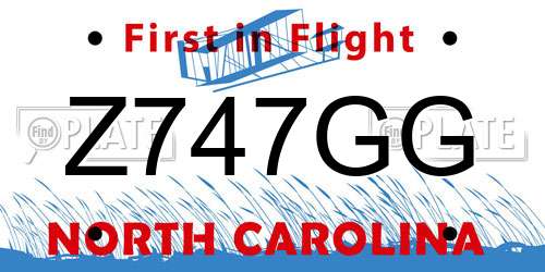 Z747GG North Carolina License Plate