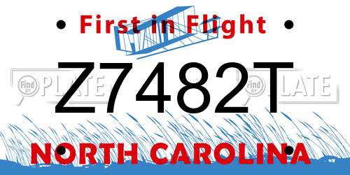Z7482T North Carolina License Plate