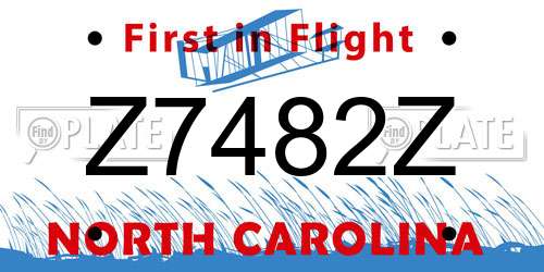 Z7482Z North Carolina License Plate