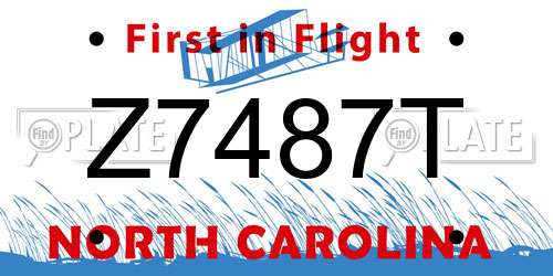 Z7487T North Carolina License Plate