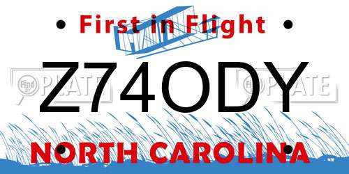 Z74ODY North Carolina License Plate