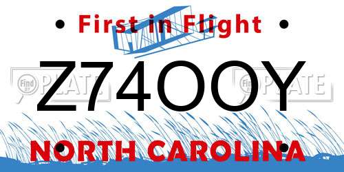 Z74OOY North Carolina License Plate