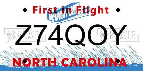 Z74QOY North Carolina License Plate