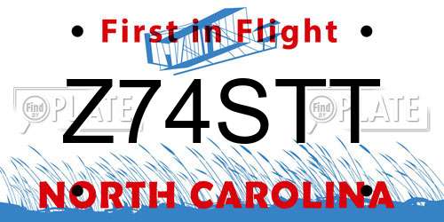 Z74STT North Carolina License Plate