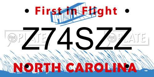 Z74SZZ North Carolina License Plate