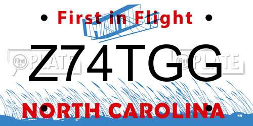 Z74TGG North Carolina License Plate