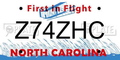 Z74ZHC North Carolina License Plate