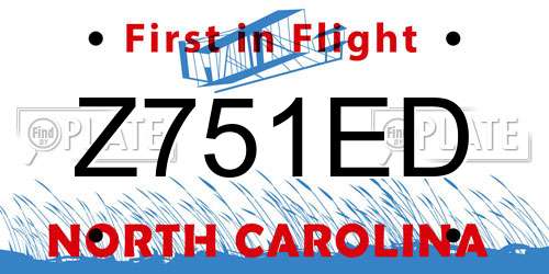 Z751ED North Carolina License Plate