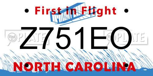 Z751EO North Carolina License Plate