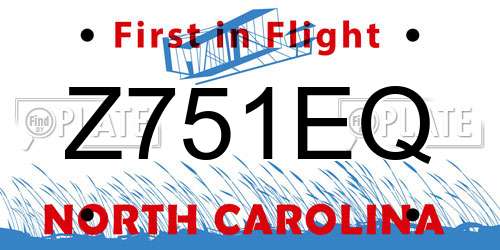 Z751EQ North Carolina License Plate