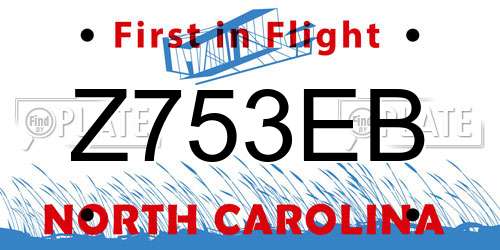 Z753EB North Carolina License Plate
