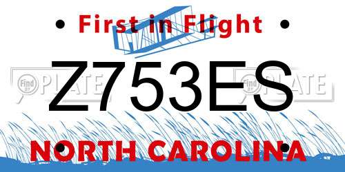 Z753ES North Carolina License Plate