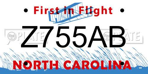 Z755AB North Carolina License Plate