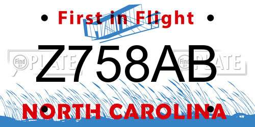 Z758AB North Carolina License Plate