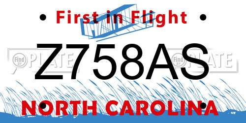 Z758AS North Carolina License Plate
