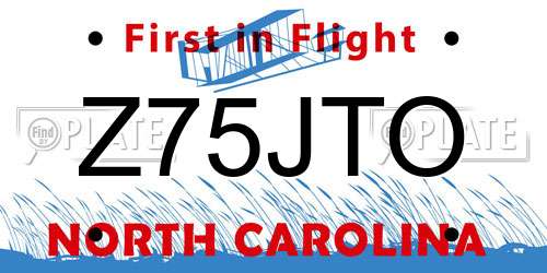 Z75JTO North Carolina License Plate