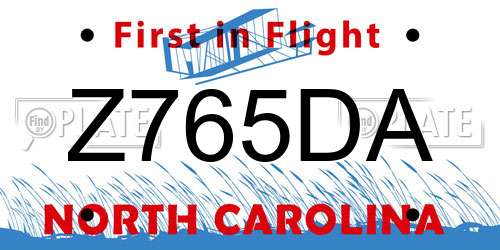 Z765DA North Carolina License Plate