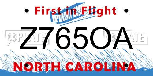 Z765OA North Carolina License Plate