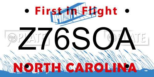 Z76SOA North Carolina License Plate