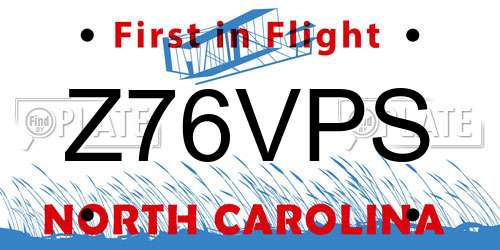 Z76VPS North Carolina License Plate