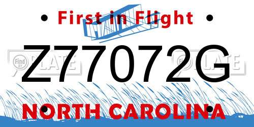 Z77072G North Carolina License Plate