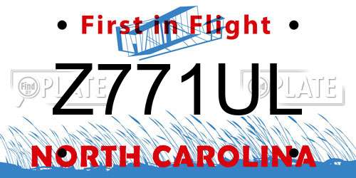 Z771UL North Carolina License Plate
