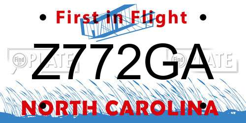 Z772GA North Carolina License Plate