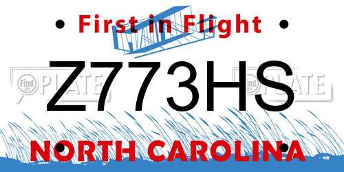 Z773HS North Carolina License Plate