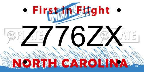 Z776ZX North Carolina License Plate