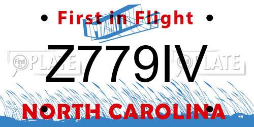 Z779IV North Carolina License Plate