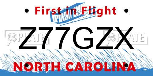 Z77GZX North Carolina License Plate