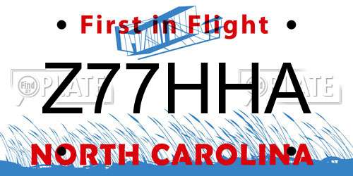 Z77HHA North Carolina License Plate