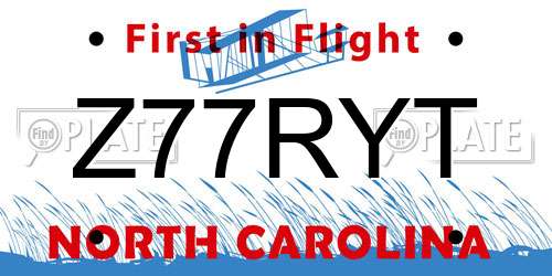 Z77RYT North Carolina License Plate