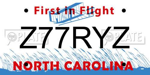 Z77RYZ North Carolina License Plate