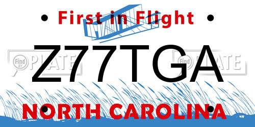 Z77TGA North Carolina License Plate