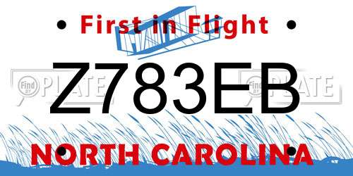Z783EB North Carolina License Plate