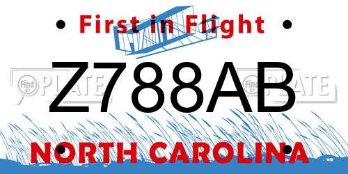 Z788AB North Carolina License Plate